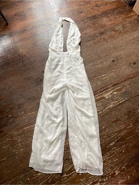 Fashion Nova White Halter Wide-Leg Jumpsuit